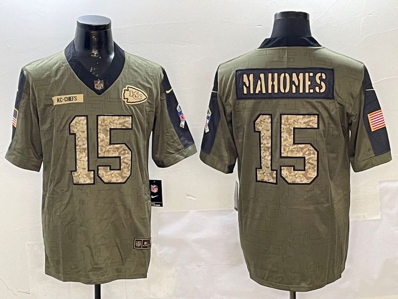 Men Kansas City Chiefs #15 Mahomes Green 2025 Nike Salute to Service Limited NFL Jersey style 8